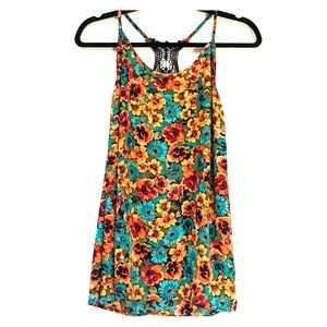 Floral crochet racerback tank top
